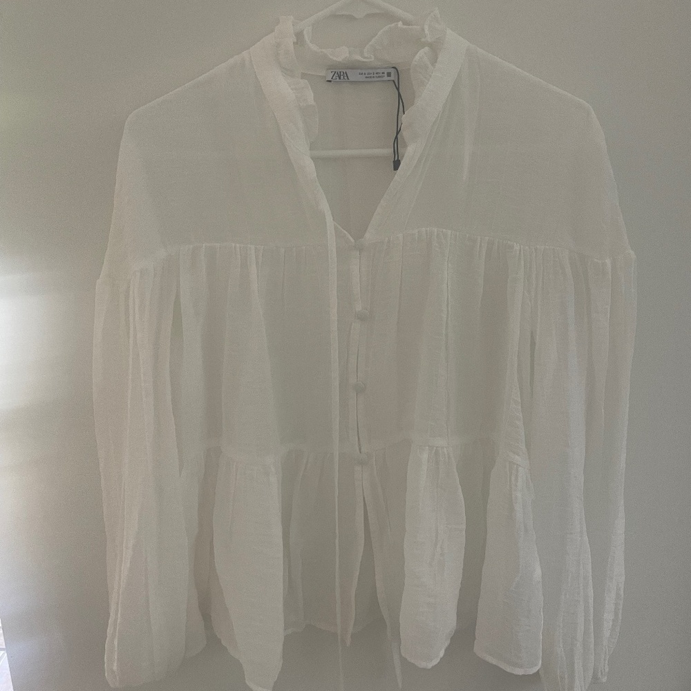 Zara white cotton blouse